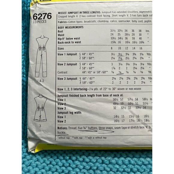 Simplicity 6276 Sewing pattern jumpsuit romper cap sleeve 1980s size 10 - Picture 4 of 5